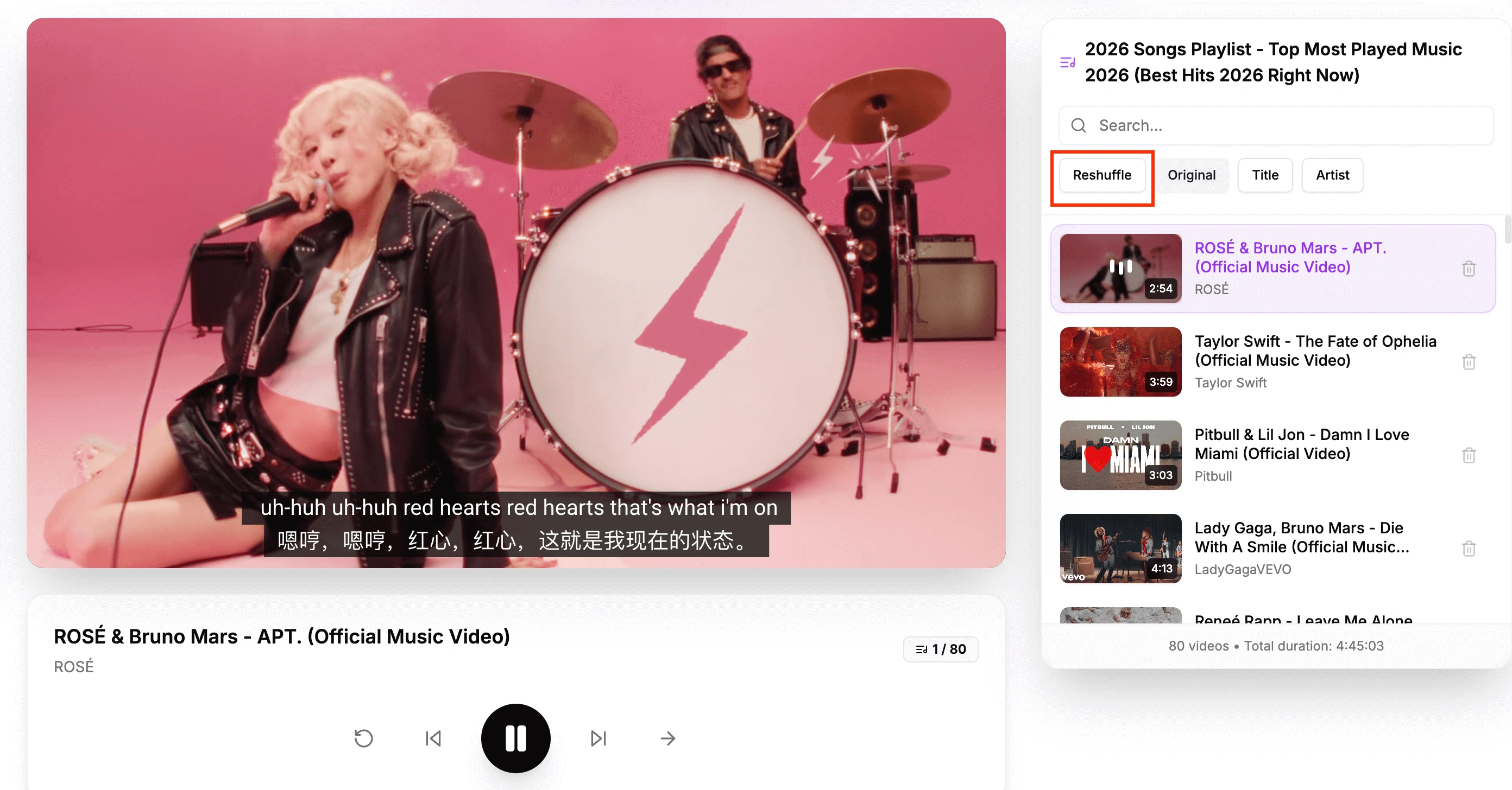 Step 4: Shuffled Playlist View