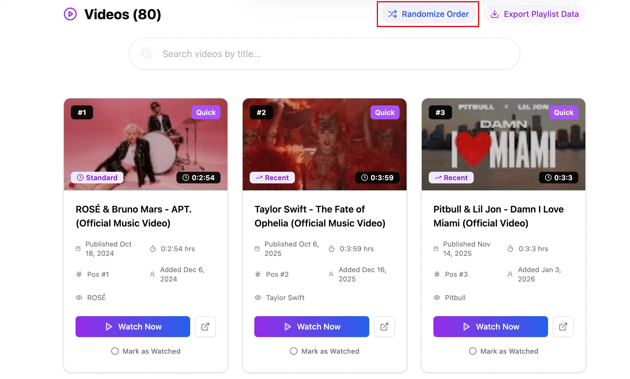 Homepage Randomize Button
